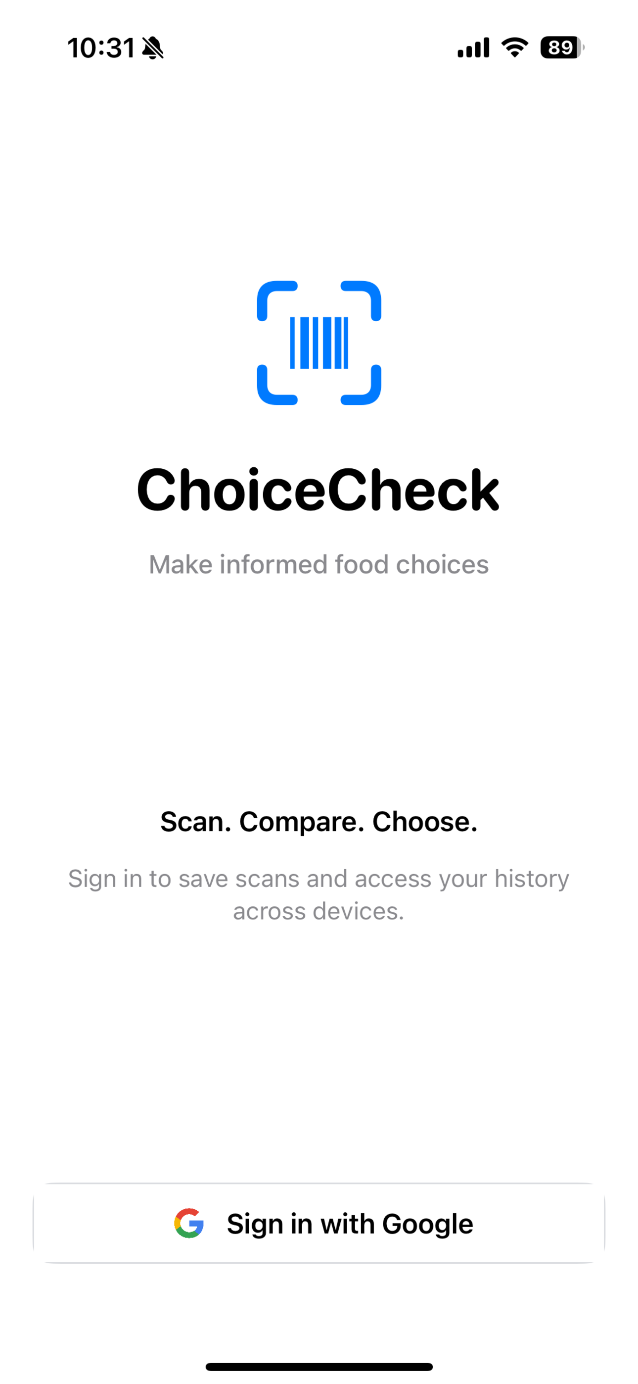ChoiceCheck scanning interface